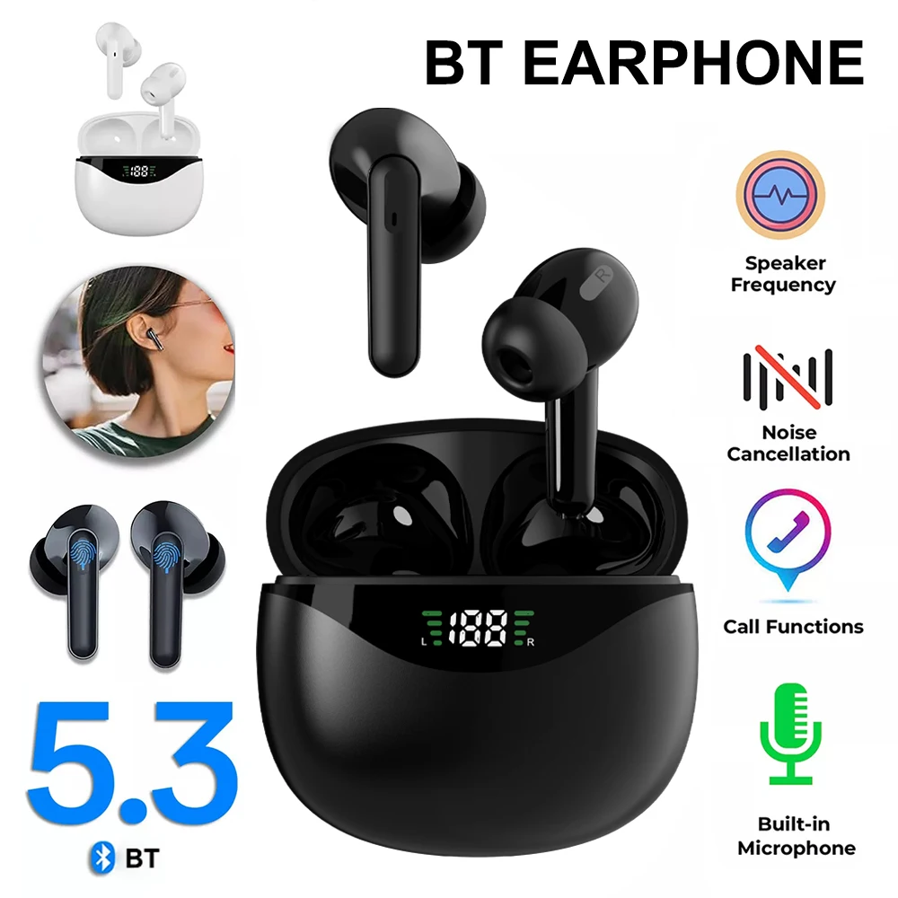 Bluetooth Earphones TWS Sports Headphones Wireless Earbuds Dual HD Mic Headset LED Display Gaming Earphones