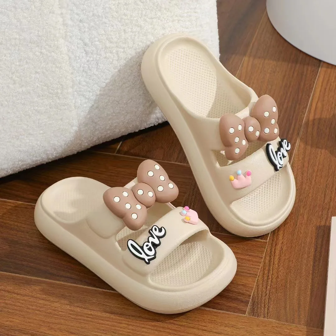 AYANA Cute Bow Tie EVA Lightweight Round Toe Women Non-slip House Home Beach Slippers For Girls