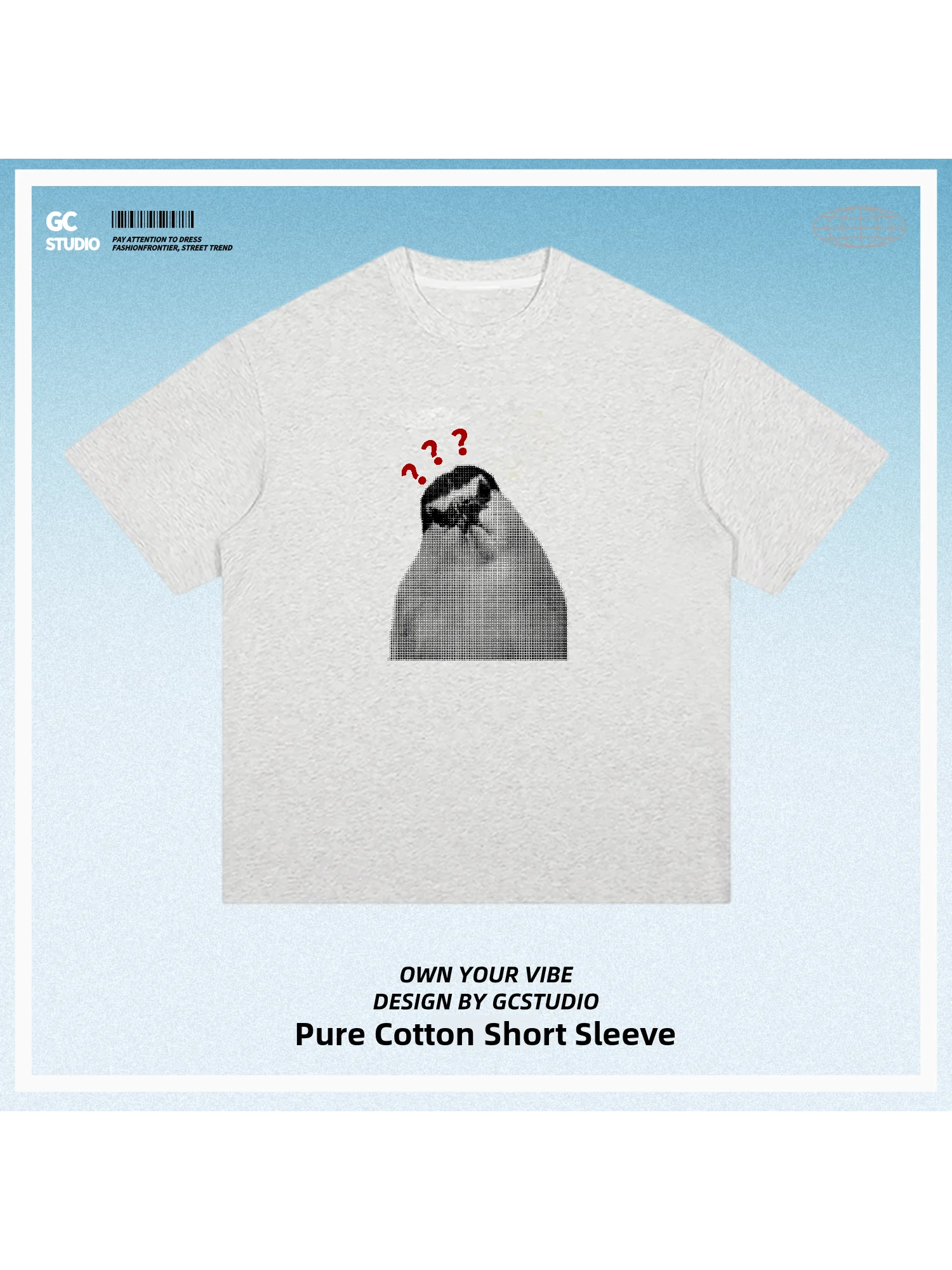 Summer Cotton Loose Short Sleeve Men's T-shirt Night Heron Meme Question Mark Funny Printed Casual Breathable Comfortable Tee