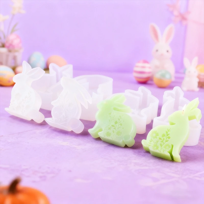 Ostern DIY Kaninchen Gipsform; Bedruckte hohle Kaninchenduftkerzen-Ornamentform.