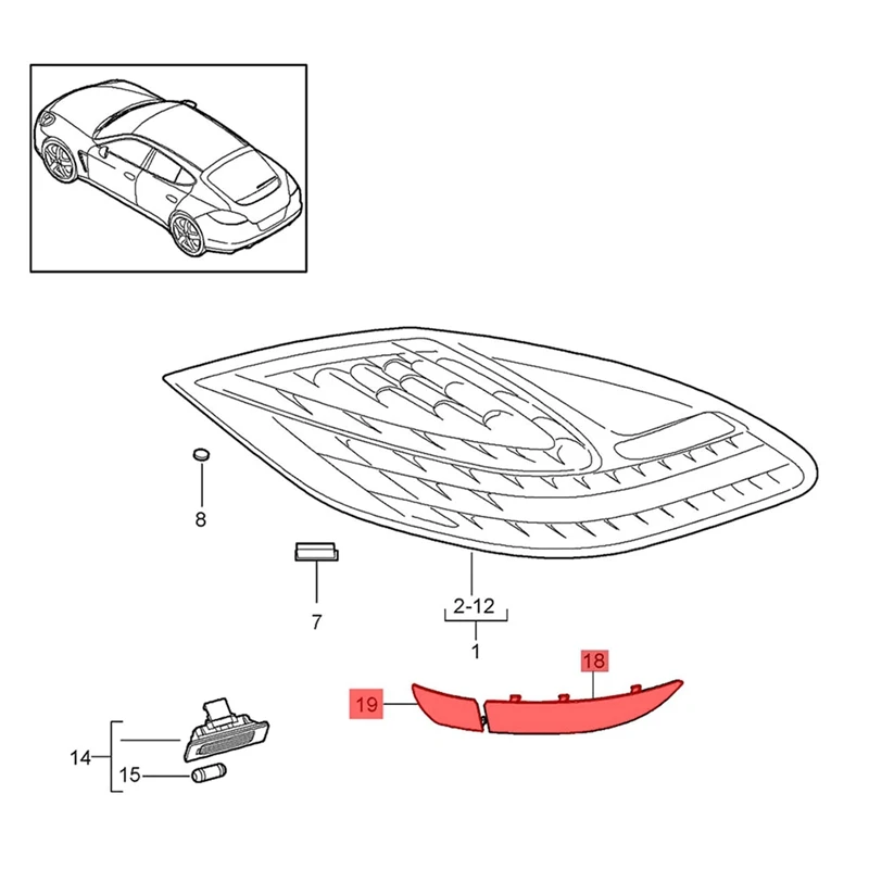 Für porsche panamera 2016-2018 linke und rechte hintere Stoßstange innere äußere Reflektor platte antike Teile
