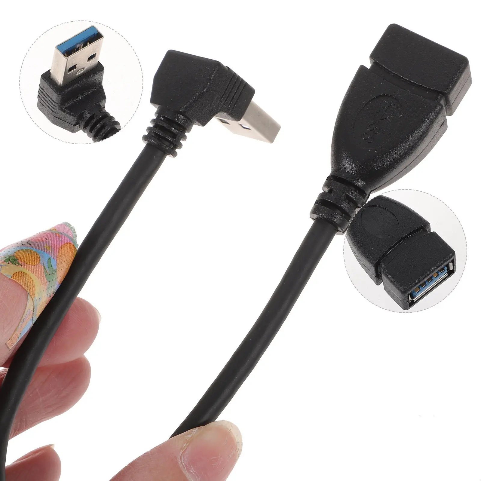 

USB 3.0 Extension Cable 90 Degree Right Angle Male to Female Adapter High Shielded for Emi Protection Desktop Pc Laptop Computer