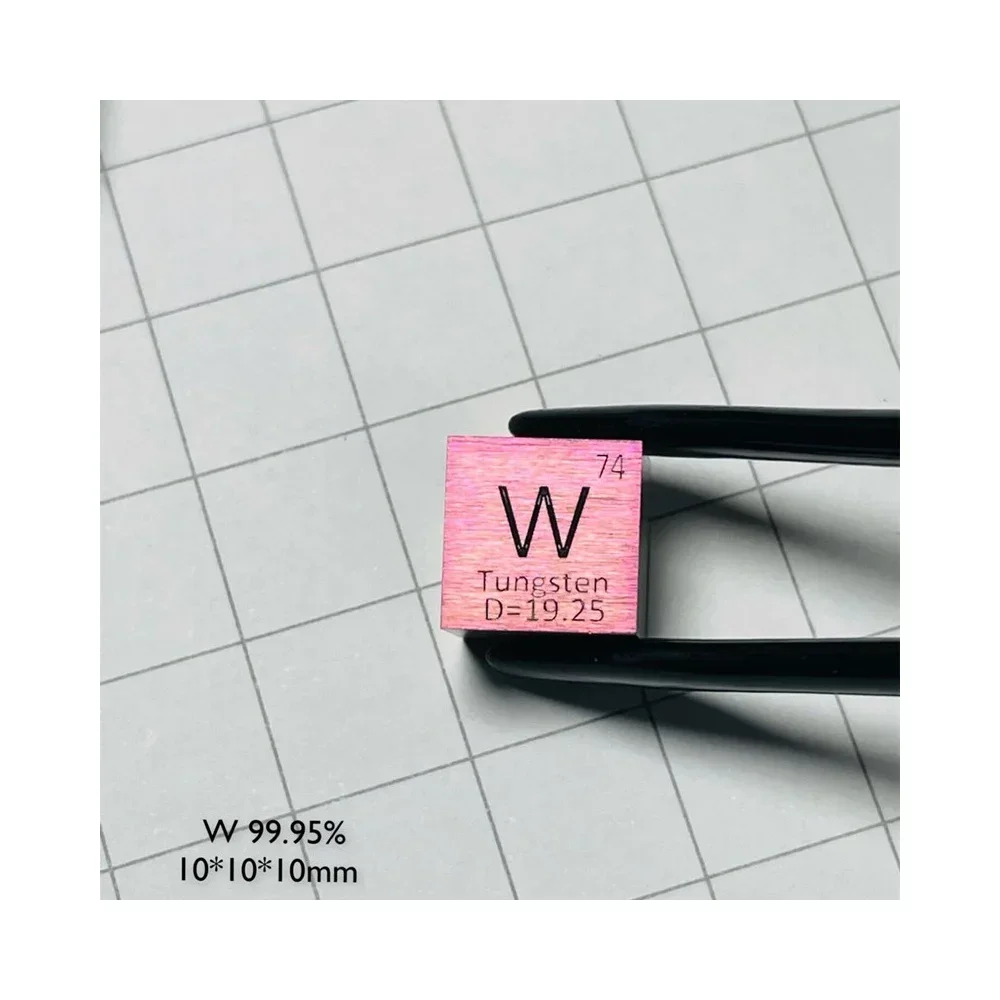 

0.39'' Tungsten Cube Pink Color 99.95% High Purity W Element Block for Collection Hobbies Desktop Decoration