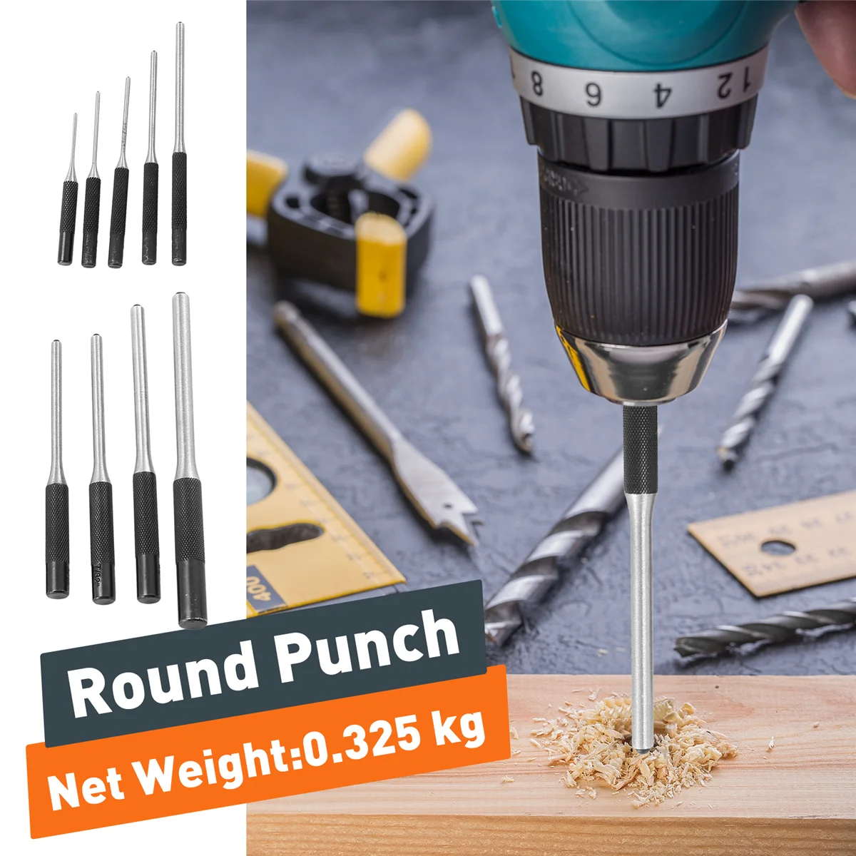 MLGB 9-delige Set-Up Punch Ronde Punch Stukken Roll Pin Punch Set Tool Bolt Catch Roll Pin Punch Tool Kit