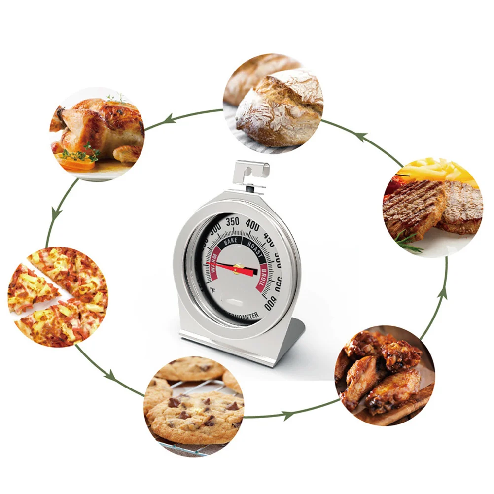 Termometro per alimenti Termometro da cucina per forno in vetro in acciaio inossidabile Quadrante grande Misuratore di temperatura per cottura al forno per barbecue per uso domestico