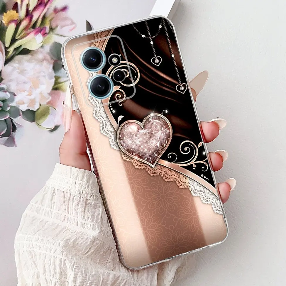 واضح ل Redmi ملاحظة 12 4G حالة الأزياء فراشة الزهور لطيف القط الحب لينة الغطاء الخلفي ل Redmi ملاحظة 12 4G جراب هاتف الوفير #5