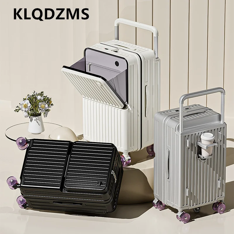 KLQDZMS USB Charging Suitcase Front Opening Boarding Case Laptop Trolley Case 20