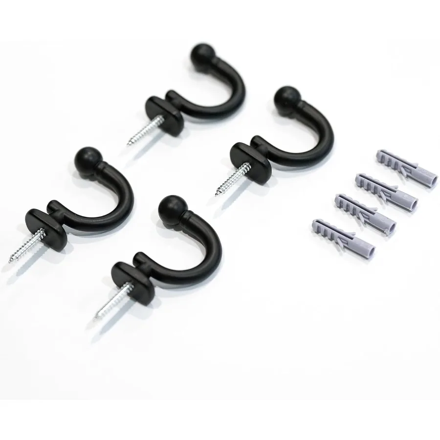 Confezione da 4 fermacravatte per tende in lega di zinco per fermacravatte per tendaggi montate a parete in nero opaco Ganci fermacravatte per tende durevoli ed eleganti
