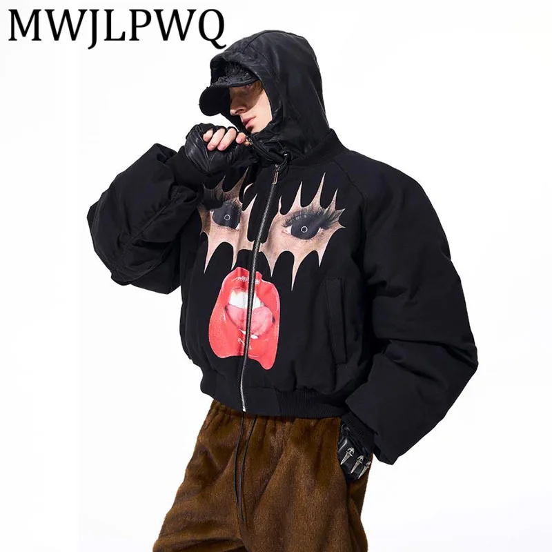 

MWJLPWQ утолщенные флисовые бейсбольные хлопковые пальто с принтом, мужская зимняя уличная одежда, повседневная мягкая куртка с длинными рукавами, мода 2025, 12651