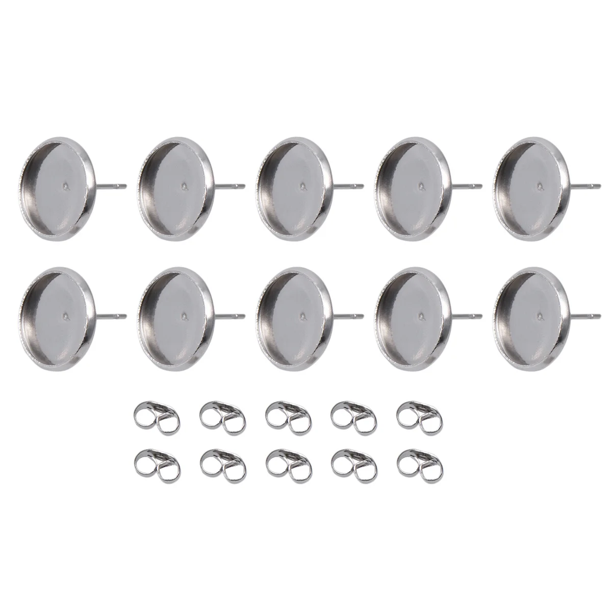 

80Pcs Stainless Steel Round Pendant Trays Ear Stud Bases DIY Jewelry Making Settings Cabochon Blanks Earring Parts Craft