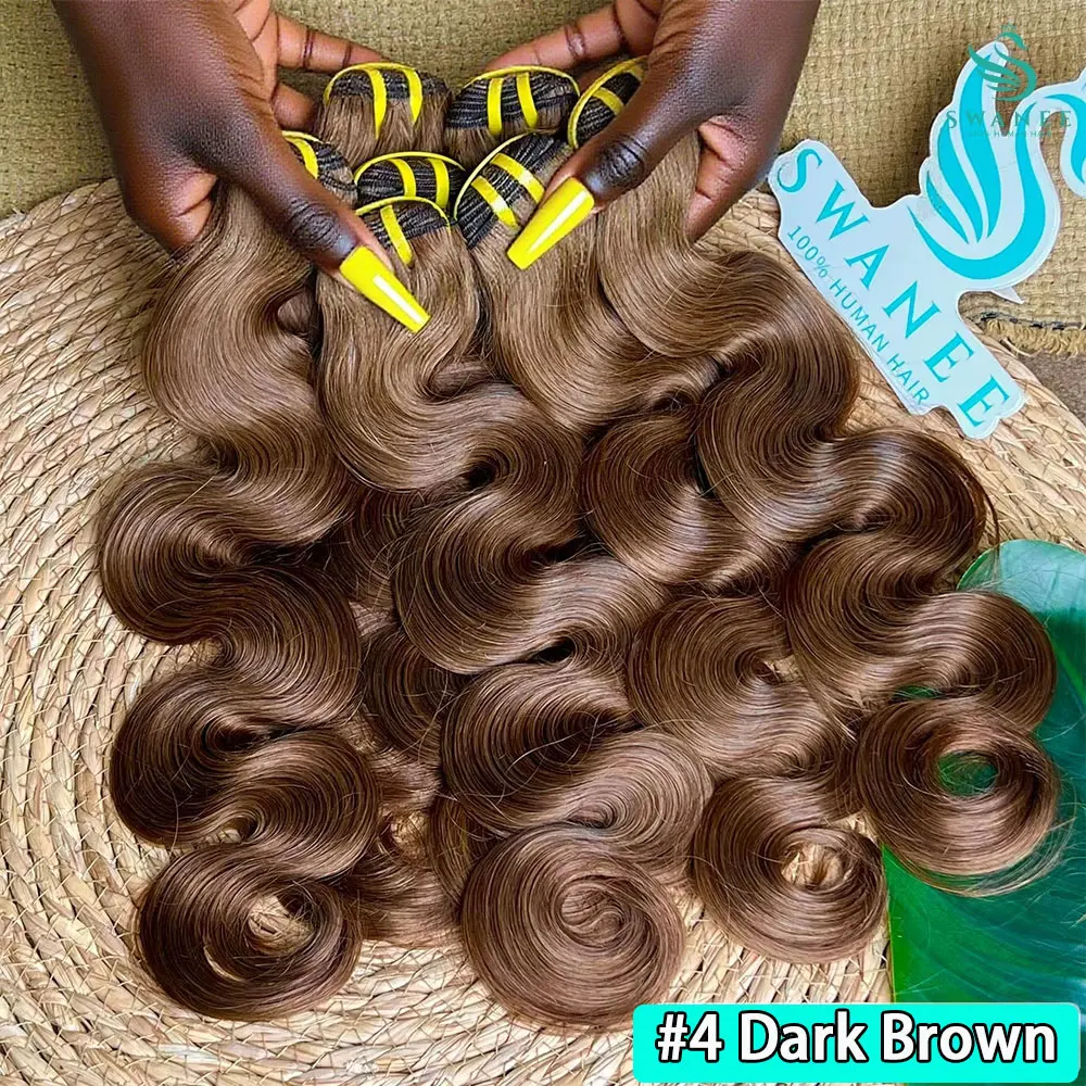 

# 4 темно-коричневых пучка объемных волн 1/3 шт. 100% пучки человеческих волос 16-28 дюймов Remy для наращивания волос для женщин бразильский двойной уток