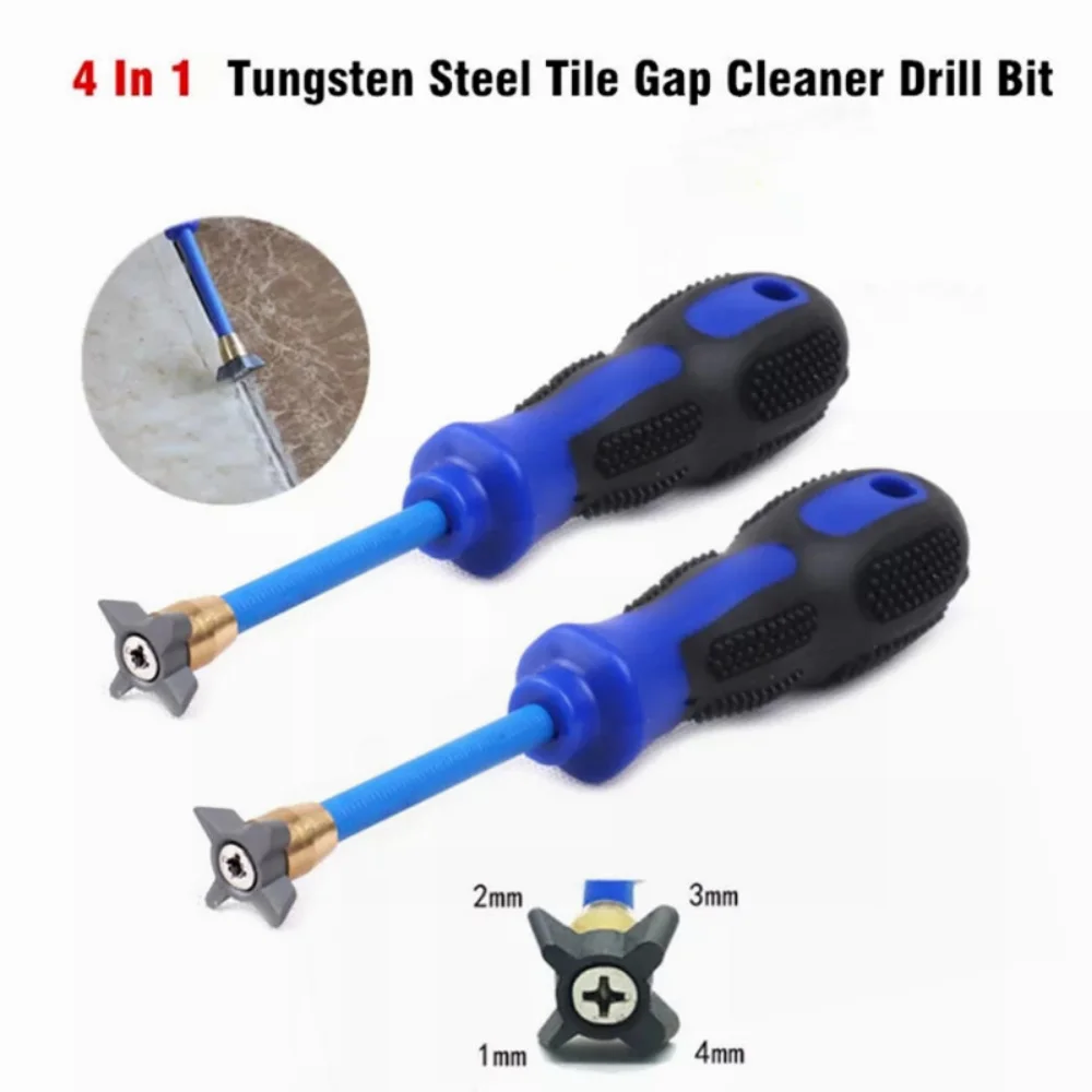 Durable 4In1 Tungsten Steel Tile Gap Cleaner Cone Ceramic Tile Grout Remover Professional Floor Wall Seam Cement Cleaning Tool