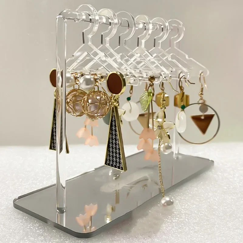 8pcs Hangers Earring Jewelry Hanger Display Stand Acrylic Organizer Creative Coat Hanger Shape Tabletop Ear Stud Jewelry Storage