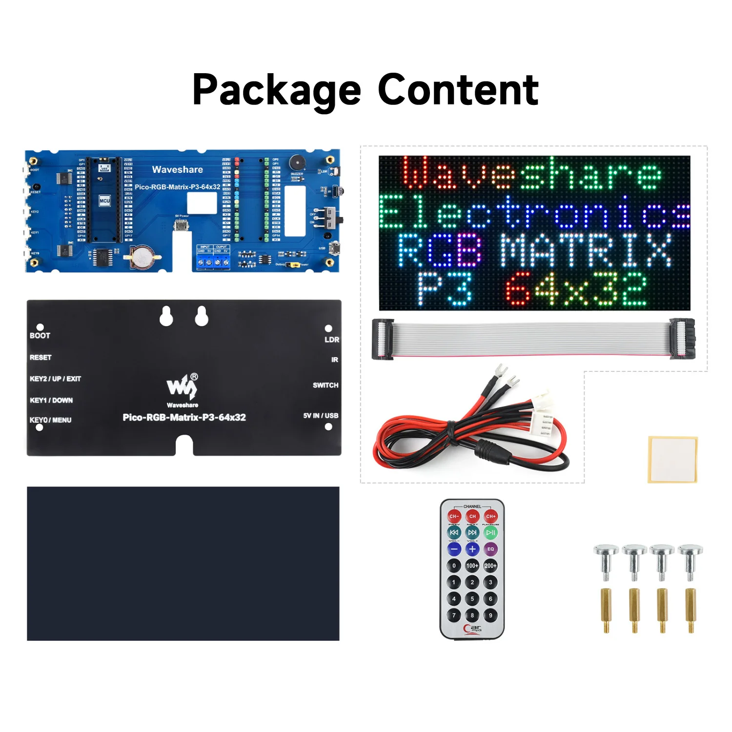 

Waveshare RGB Full-Color Multi-Features Digital Clock for Raspberry Pi Pico, 64×32 Grid, Accurate RTC