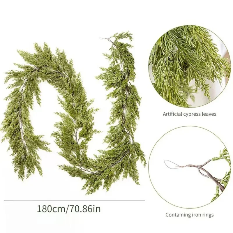 180cm/270cm Christmas Garlands Artificial Pine Greenery Garland Waterproof Xmas Decorations For Indoor Wedding Party Supplies