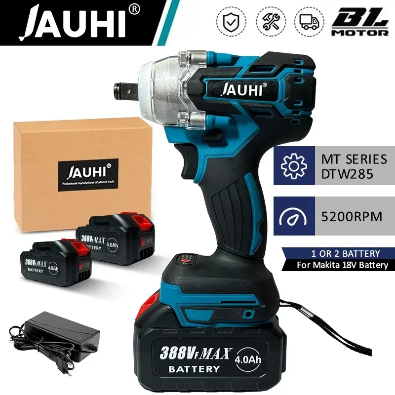 

JAUHI 520N.M Brushless Electric Impact Wrench Cordless Electric Wrench 1/2 Inch for Makita 18V Battery Screwdriver Power Tools