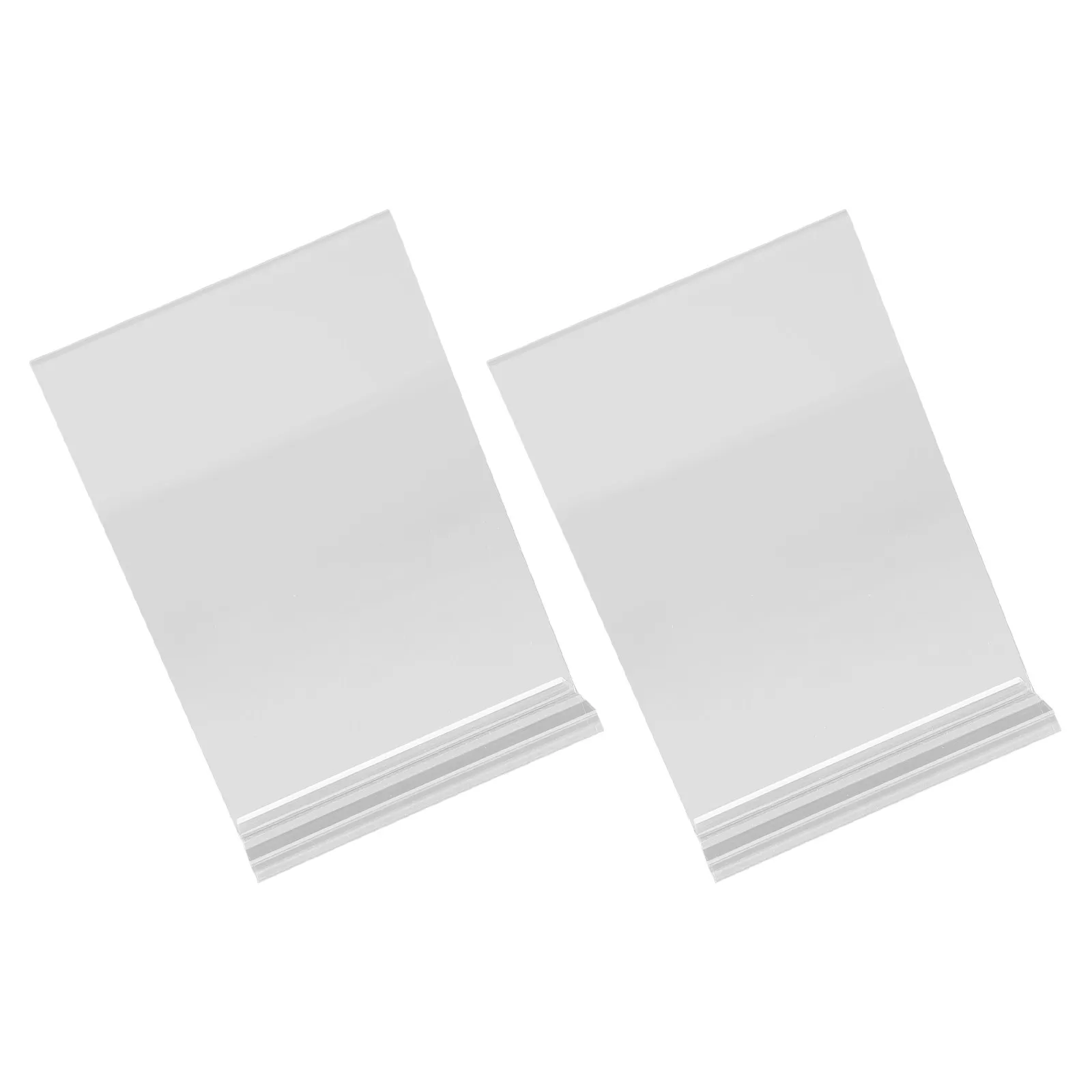 2Pcs Acrylic Label Stand Tabletop Sign Holder Clear Plastic Paper Holder for Cafes Weddings Retail Stores Parties Banquets