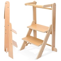 Foldable Learning Tower, Montessori Kitchen Helper Tower Adjustable Step Stool For Children 18 Months To 5 Years, 50kg Capacity