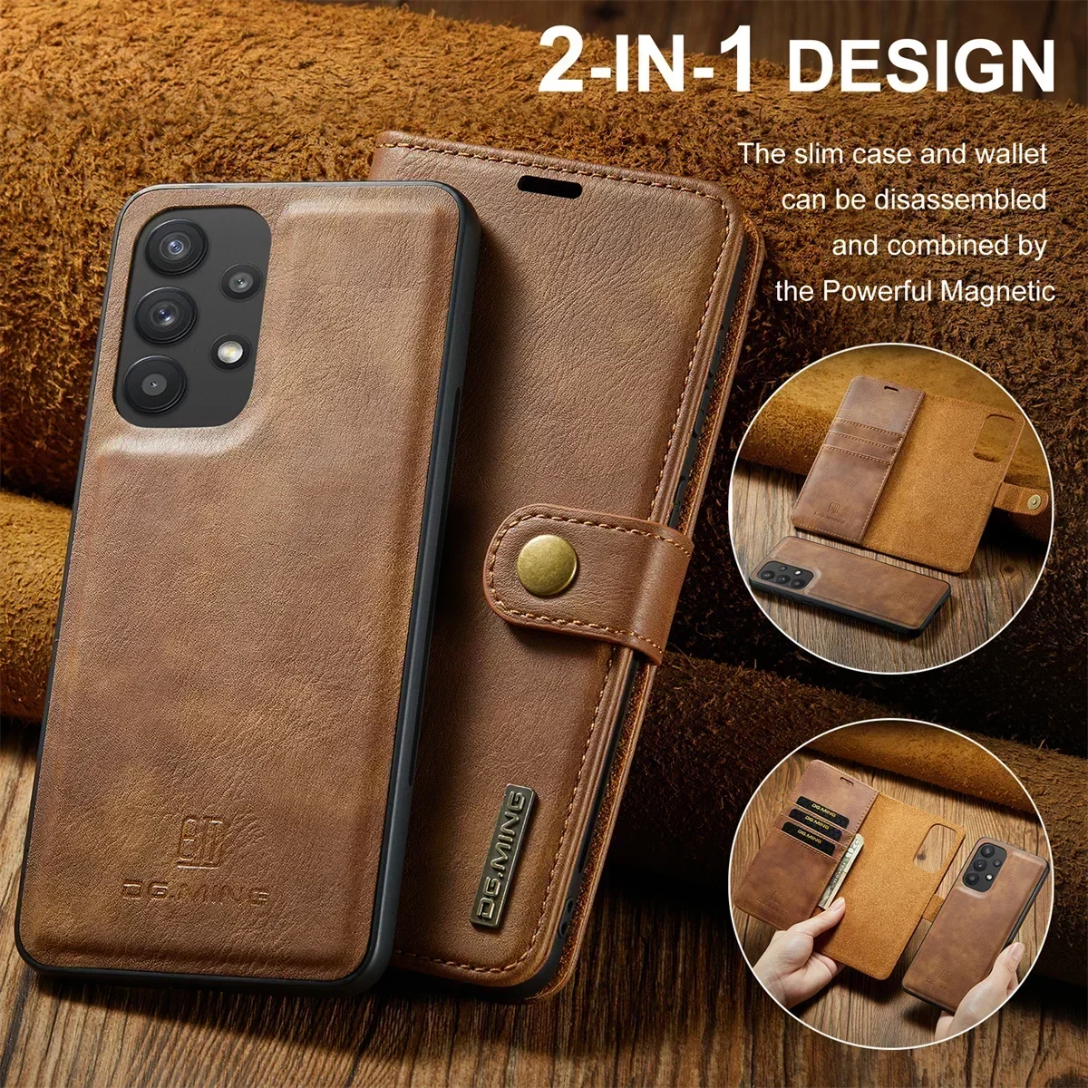 

Detachable Magnetic Leather Cover for Samsung Galaxy S20 S21 FE S23 S22 Plus Note 20 Ultra A53 5G Wallet Card Holder Phone Case