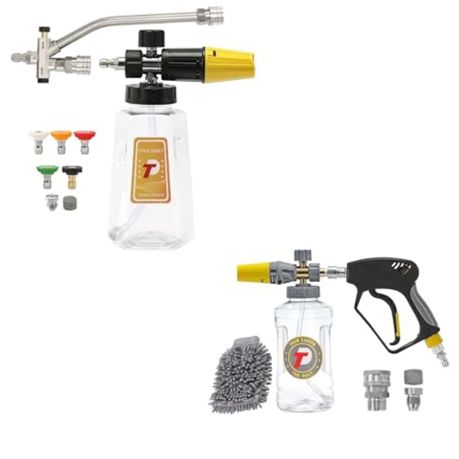 Cañón de Espuma para Lavadora a Presión con Accesorio de Doble Conector, Cañón de Espuma con Pistola para Lavadora a Presión de 5000 PSI