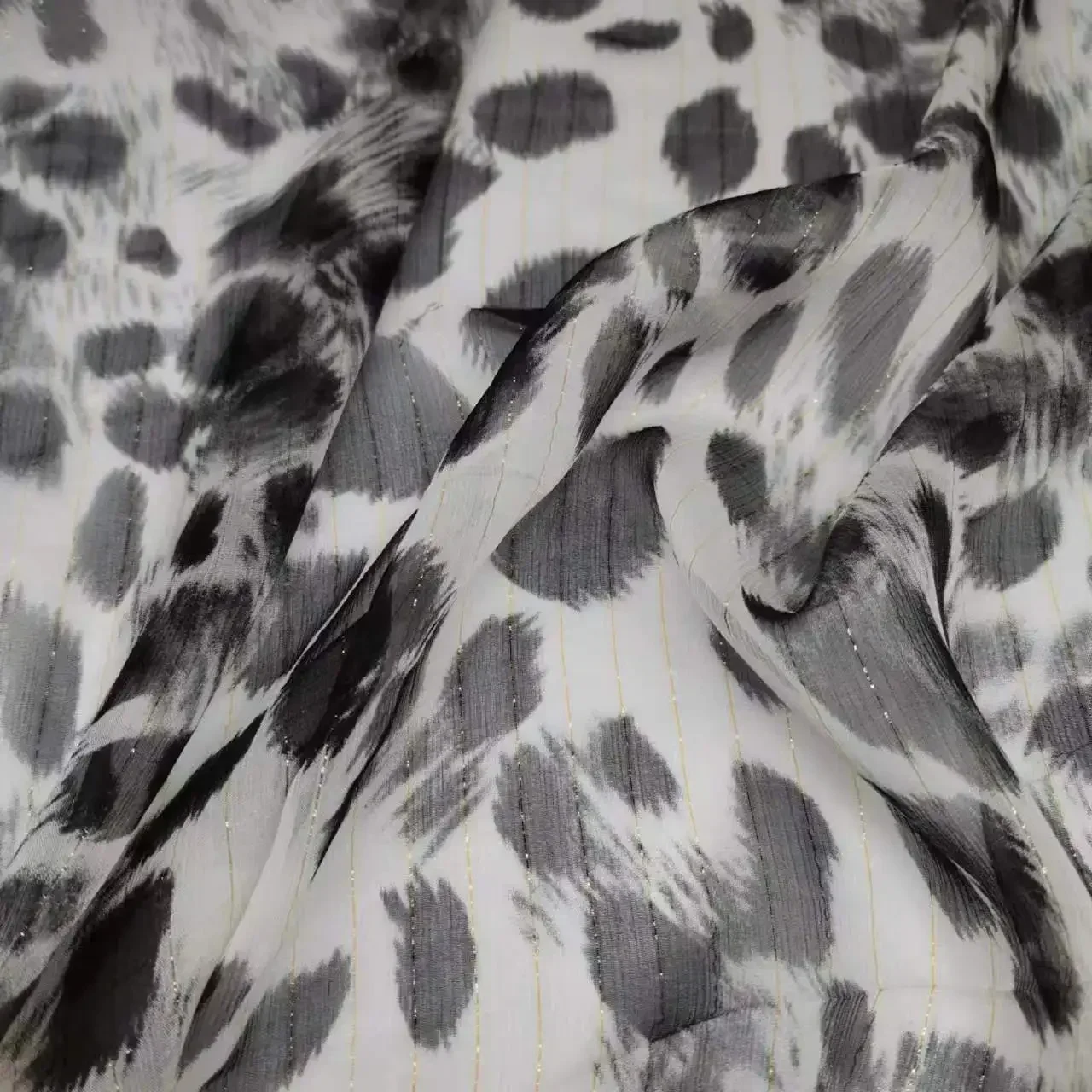 Silk Dress Shimmer Georgette Chiffon Leopard Pattern Metallic Jacquard Shiny Thin Fabric For Scarf