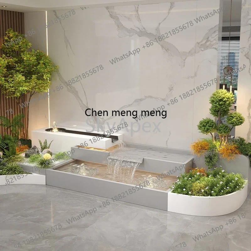 C178 Finished Stainless Steel  Outdoor  Water Curtain Wall -Recirculating Landscape Pool with Fish Pond Flower Box for Courtyard