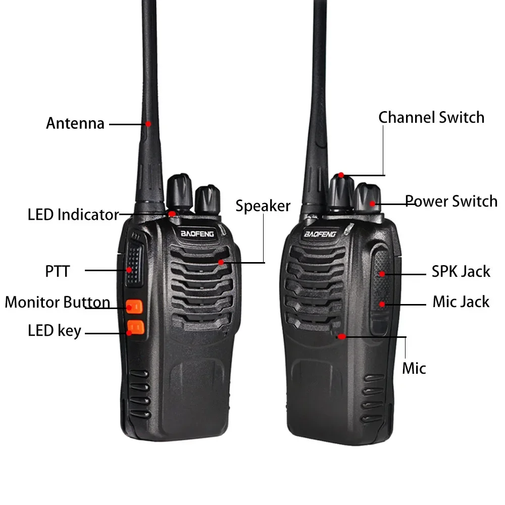 Baofeng-walkie-talkie BF888S, transmisor de Radio bidireccional portátil de 5W, piezas, 6KM, transceptor UHF, intercomunicador BF 888S, 2/4 BF-888S,