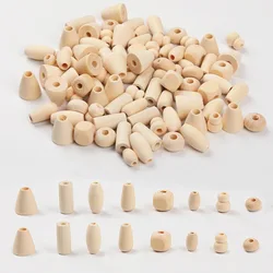 300pcs Wooden Faceted Hexagon Wooden Unfinished Octagonal Geometric Spacer Beads For Jewelry Handmaking DIY Accessory