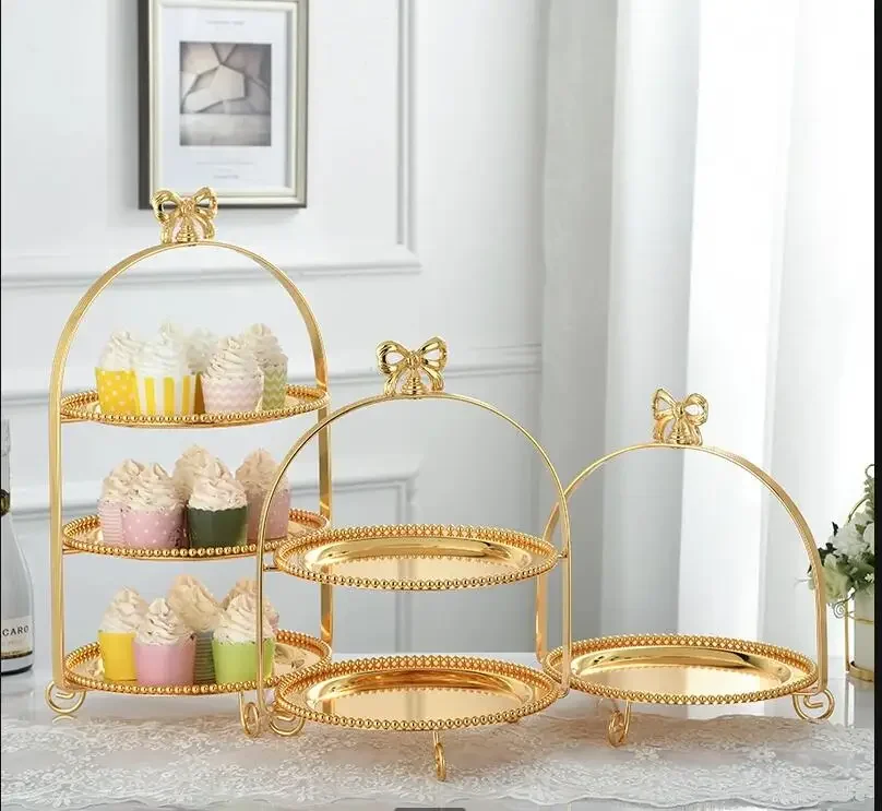 Bowknot Metal Cake Stand Multi-layer Fruit Dessert Pre-wedding Party Display Modern Home Tools