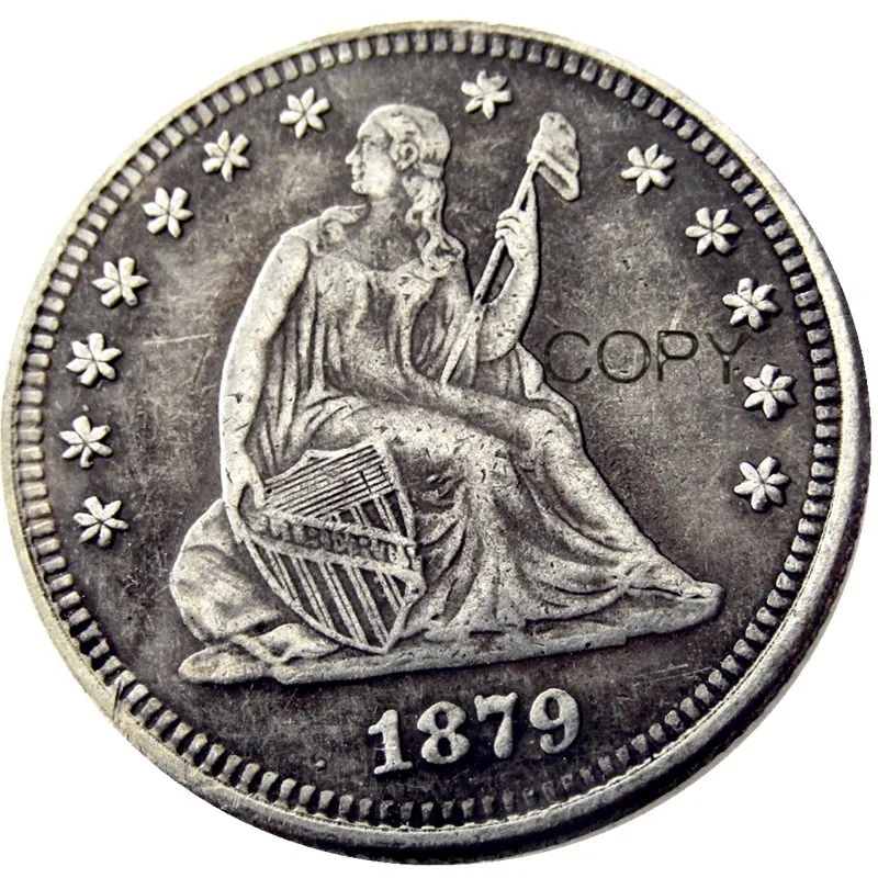 US 1879 Seated Liberty Quater Dollar Silver Plated Copy  Coin