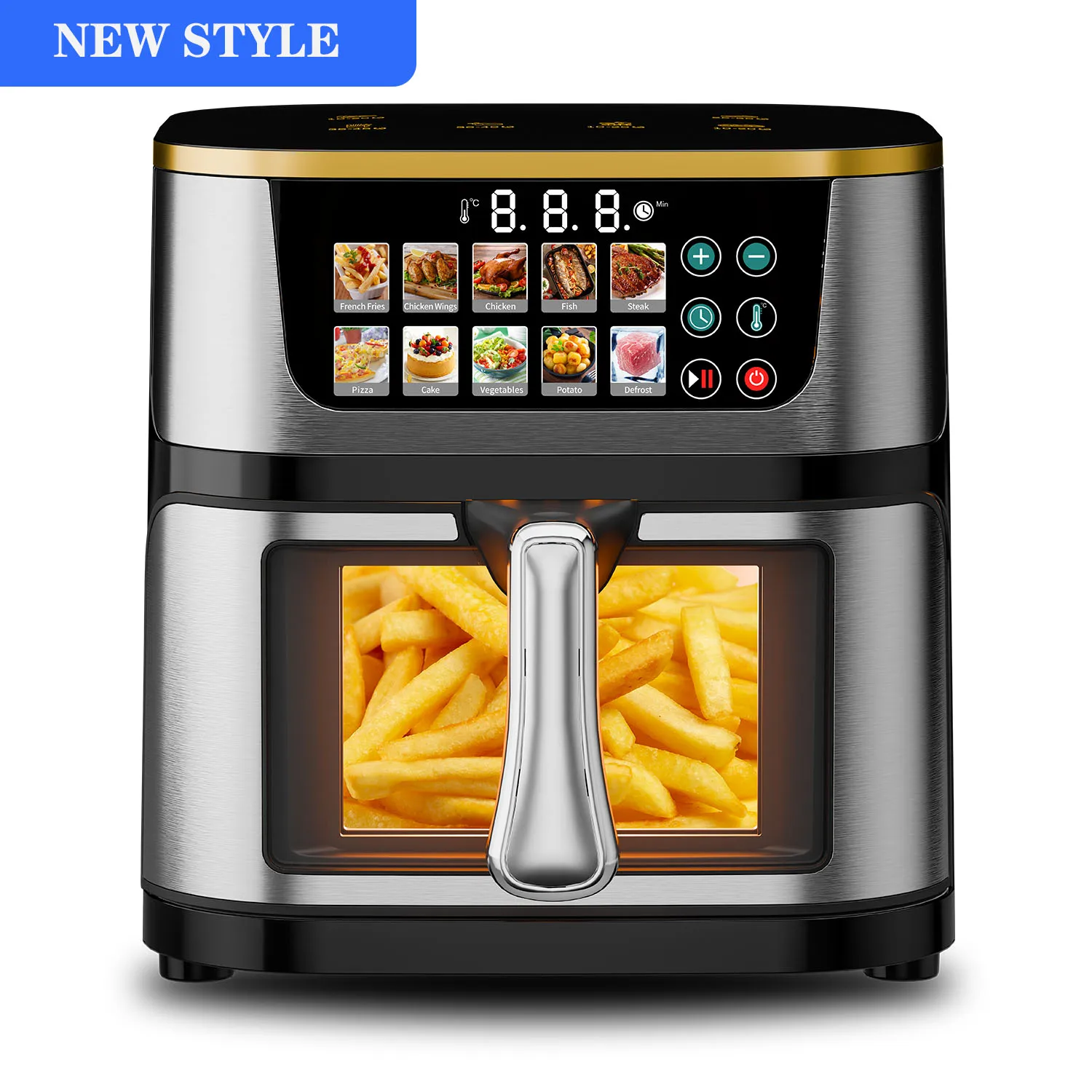 

2026 New Model Multi-functional10L Classic Square Oil-Free Electric New Style 10-in-1 LCD Touch Screen Stainless Steel Air Fryer