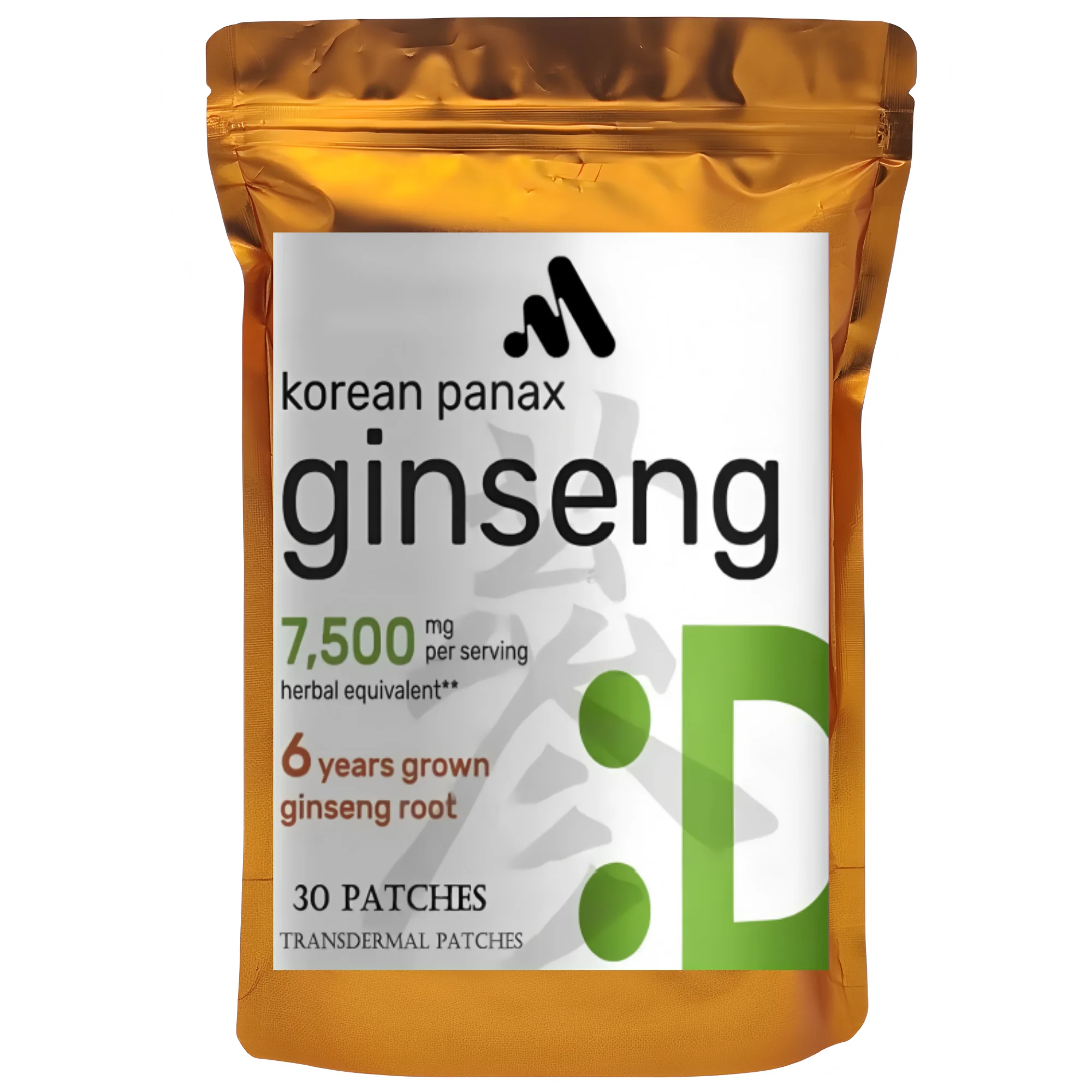 30 Patches Korean Red Ginseng Root Transdermal Patches for Energy, Focus, Performance, Vitality & Immune