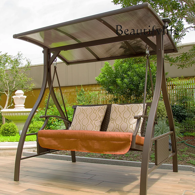 

Swing Double Garden Terrace to Swing Three-Seat Rocking Chair Courtyard Outdoor Iron Swing Chair