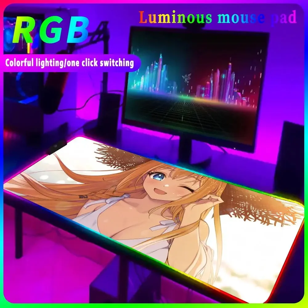 

P_princess C_connect R_reDive RGB Mouse Pad Durable Keyboard Mouse Mat HD Luminous Mousepad Computer Accessories Desk Protector