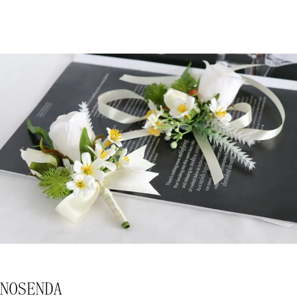 Мужская бутоньерка с большой головой цветка для жениха и листьев, бутоньерка для подружки невесты, свадебные аксессуары, свадебное украшение