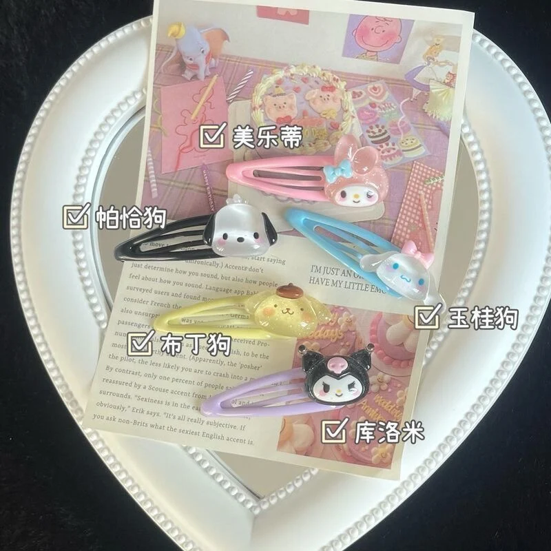 

Anime Kuromis Drop Clip Thin Flash Transparent Bb Clip Cute Cinnamorolls Girly Heart Melodys Girls Cartoon Liu Seaside Clip Gift