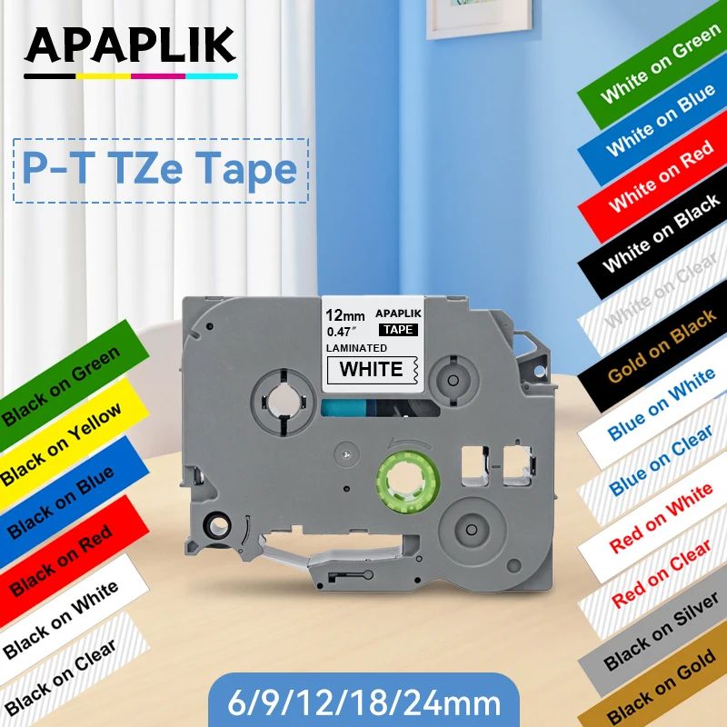TZE-231 Label Tape Compatible for Brother Label Tape 12mm For P-touch Label Maker H110 H200 P710BT Standard Laminated Ribbon