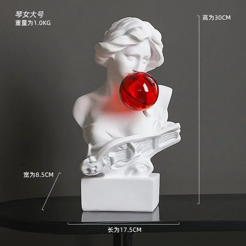 Aesthetic Character Figurines Artistic Plaster Model Blowing Bubble Gum Statue For Living Room Decor Modern Home Decoration Art