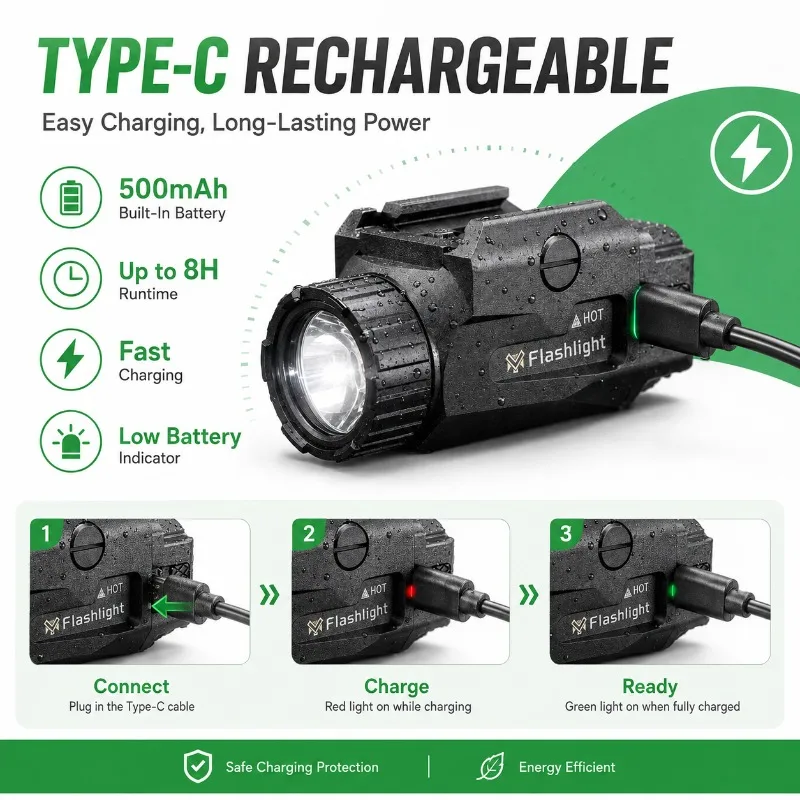 High‑brightness Model‑dedicated Rail Lamp 800 Lumens with Red Marker, Metal Under‑mount Decoration Accessory
