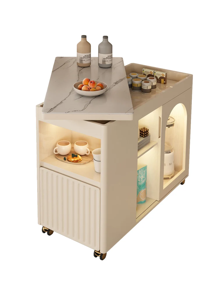 

Боковой шкаф с диваном, Маленький журнальный столик, вращающийся чайный шкаф, встроенный чайник, передвижной боковой столик