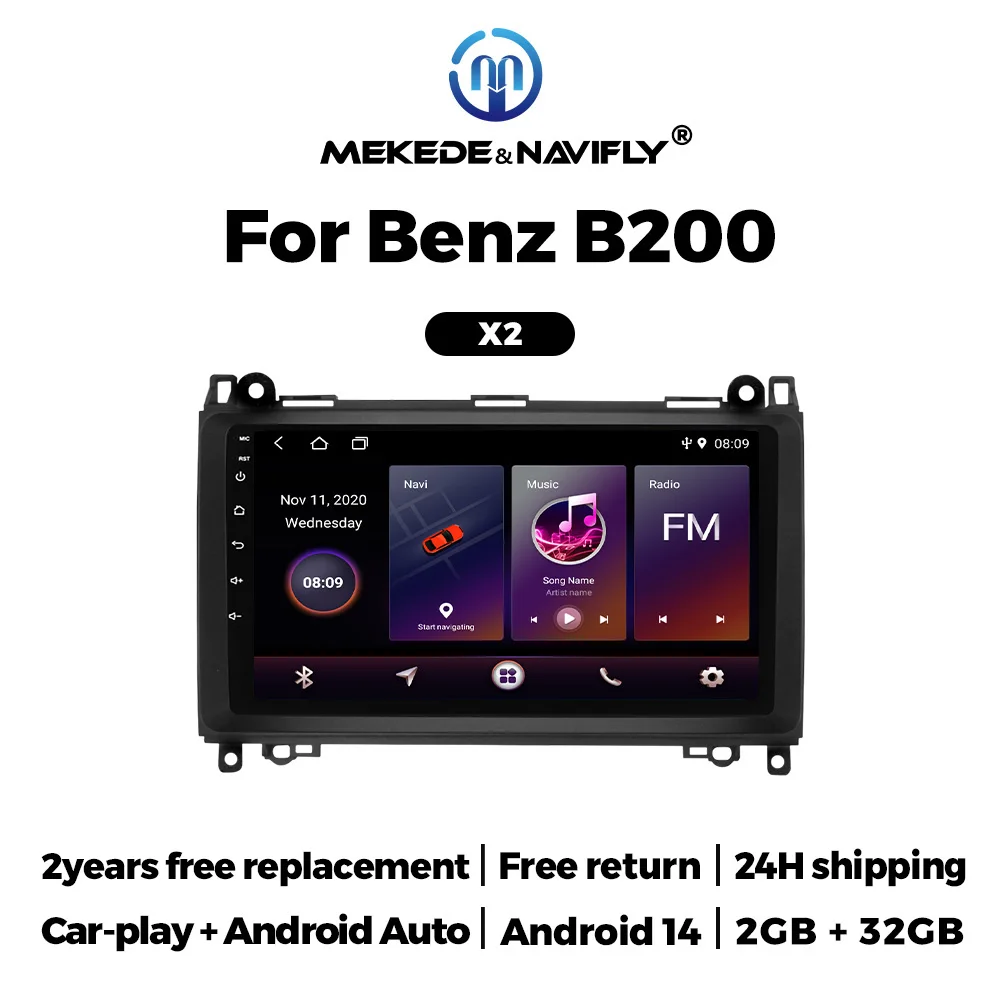 

MEKEDE For Benz B200 9inch IPS Screen Android14 Car multimedia player BT Wireless Carplay Android Auto Navigation GPS WIFI 4Core
