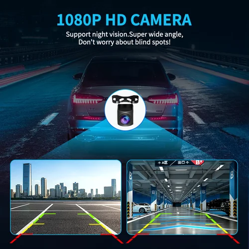 Imagen 2 del producto Cámara de visión trasera Universal 1080P AHD 4 pines 2,5mm marcha atrás automática HD visión nocturna IP67 cámara de espejo retrovisor respaldo de coche