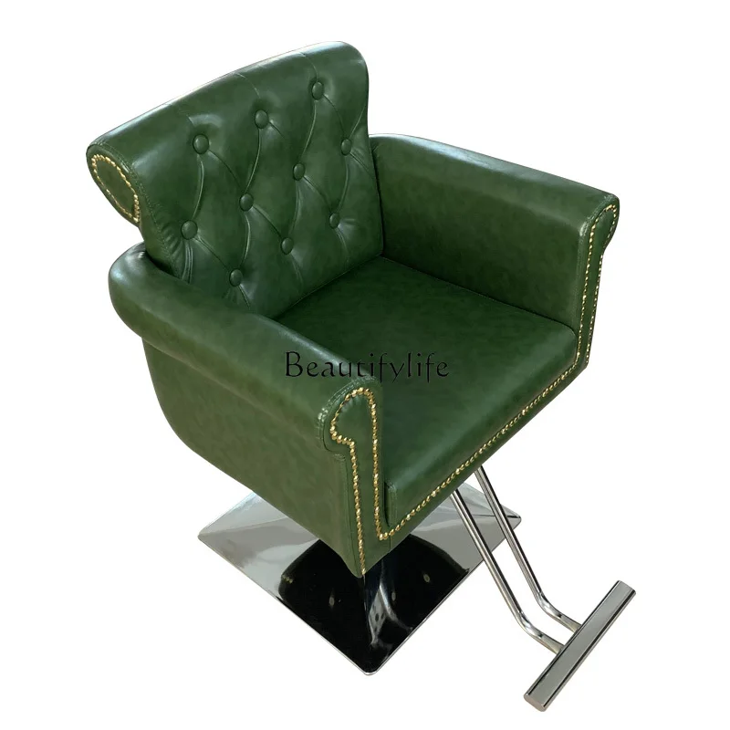 

Barber shop chair, green hair salon chair for hair cutting