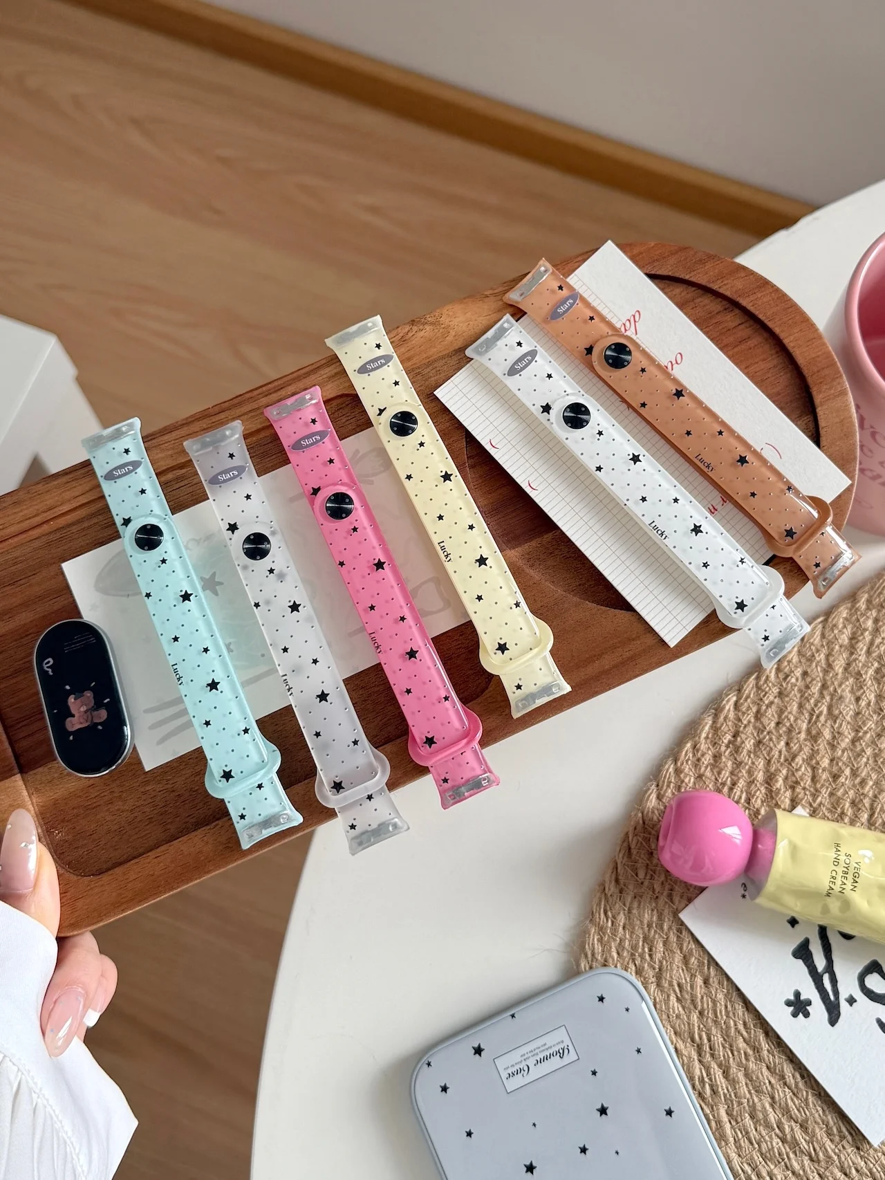 Shiny Star Print TPU Wristband For Xiaomi Band 8 9 10 One-piece Clear Waterproof 6 Colors Daily Watch Replacement Accessory