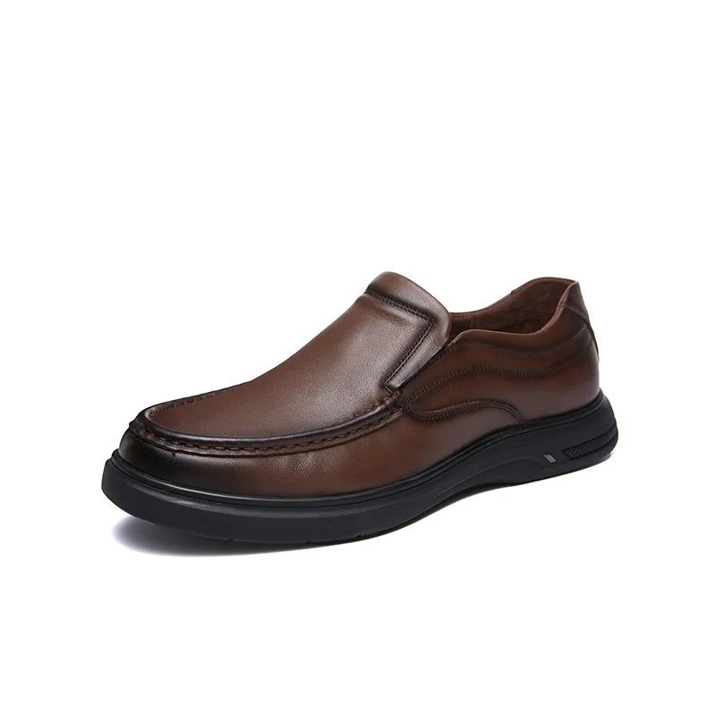 

Мужская обувь из натуральной кожи в стиле ретро, повседневная обувь из воловьей кожи, черные лоферы