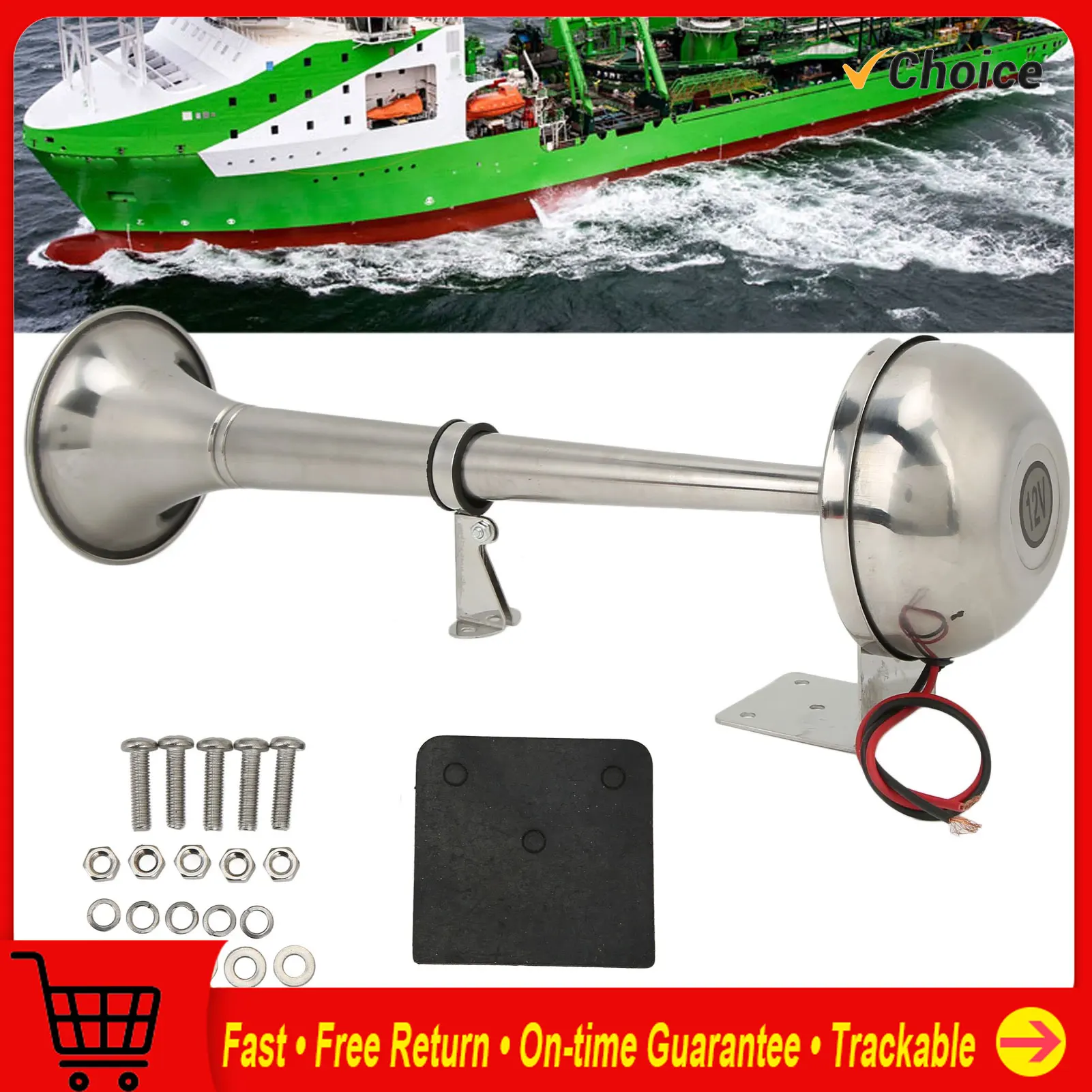 

Loud Single Trumpet 328DB 12V 30W Stainless Steel Universal Air Horn for Boats RVs Yachts VXH1112MAR‑C