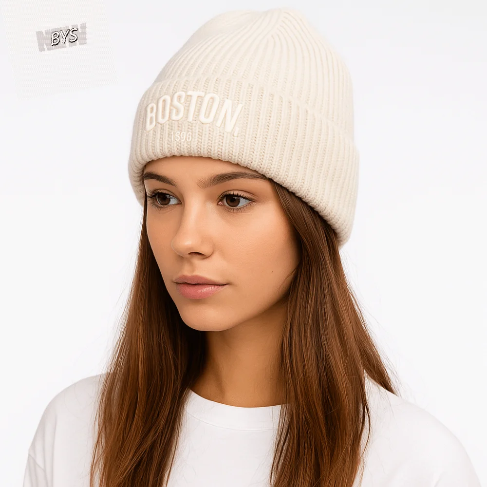 

Casual Letter Winter Pullover Hat Keep Warm Solid Color Wool Beanies Hat Coldproof Breathable Knitted Cold Hat Autumn Winter