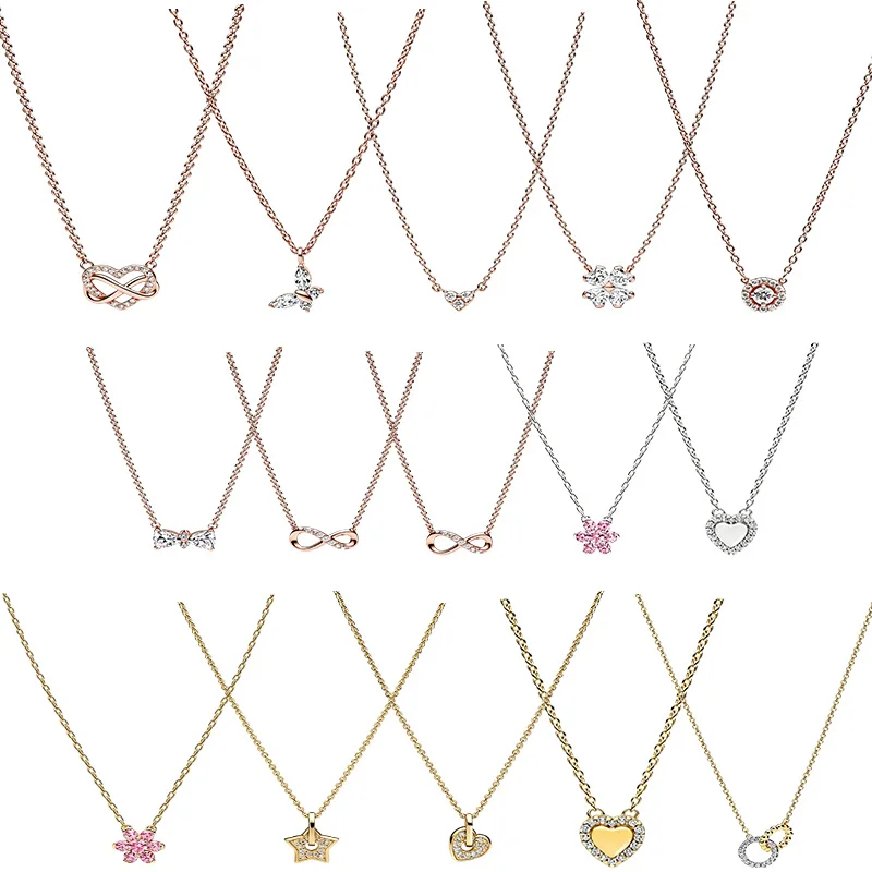 2026 new 928 silver powder crystal sparkling four-leaf clover pendant floral language fashion necklace set ￼ ￼