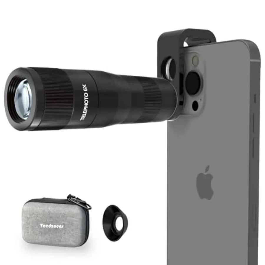 

6X Telephoto Lens for iPhone with 17mm Thread Universal Phone Lens Clip Eye Mask Compatible with Most Smartphone and for SmallR