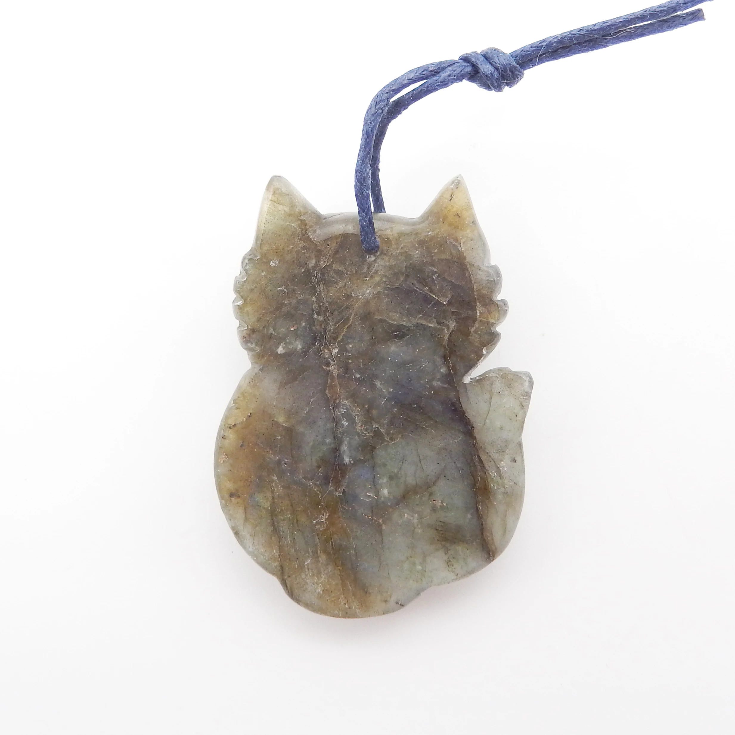 Natural Labradorite Carved  Fox Pendant Bead,Semi-precious Stones Jewelry Accessories Jewelry Stone